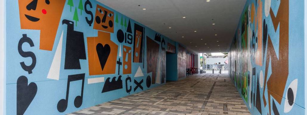 Nina Chanel Abney, R&R, 2022. Mural at Miami Worldcenter in Downtown Miami. Photo 1030x385